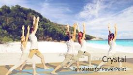  Presentation with sea shore - Presentation with crescent pose over exotic background and a lemonade colored foreground