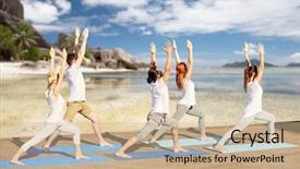  Presentation with sea shore - Cool new presentation theme with crescent pose over exotic backdrop and a soft green colored foreground