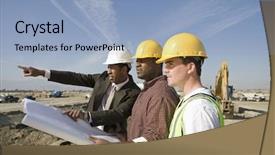  Presentation with construction site construction - PPT theme having evening reflections on the river tawe in swansea south wales background and a ocean colored foreground