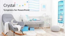  Presentation with room - PPT theme consisting of baby crib - beautiful interior of child's room background and a sky blue colored foreground