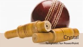  Presentation with cricket - Presentation theme consisting of cricket ball and bail background and a gold colored foreground