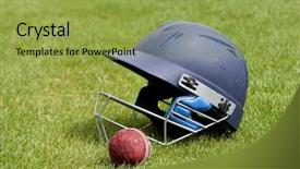  Presentation with cricket - Beautiful presentation featuring australian culture - cricket ball bat and helmet backdrop and a yellow colored foreground