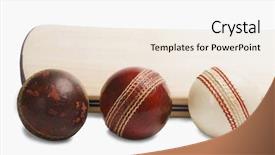  Presentation with cricket - Cool new presentation theme with cricket balls with a bat backdrop and a white colored foreground