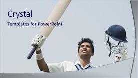  Presentation with cricket - PPT theme with cricket batsman celebrating his success background and a sky blue colored foreground