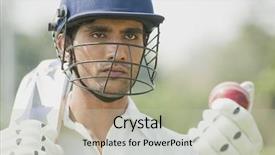  Presentation with cricket - Colorful slides enhanced with cricket batsman holding a cricket backdrop and a mint green colored foreground
