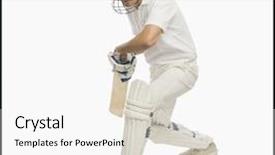  Presentation with stroke - Amazing PPT layouts having cricket batsman playing a defensive backdrop and a white colored foreground