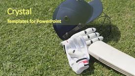  Presentation with sports field - Cool new slides with cricket batting gears backdrop and a  colored foreground