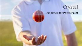  Presentation with cricket - Presentation theme having cricket-player-bowler-throwing-up background and a light blue colored foreground