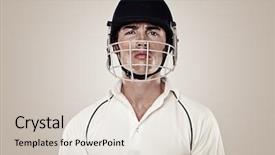  Presentation with cricket - PPT layouts consisting of cricket player wearing helmet close background and a lemonade colored foreground