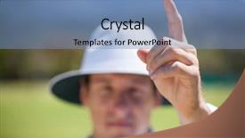  Presentation with cricket - Audience pleasing slides consisting of cricket umpire signaling out sign backdrop and a teal colored foreground