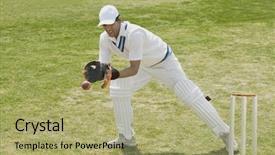 Presentation with cricket - Colorful theme enhanced with cricket wicketkeeper catching a ball backdrop and a mint green colored foreground