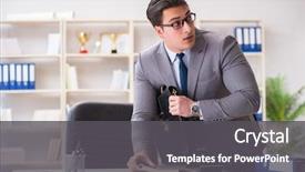  Presentation with espionage - Amazing slide deck having crime - businessman in industrial espionage concept backdrop and a dark gray colored foreground