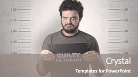  Presentation with crime - PPT theme enhanced with crime - caught guilty man with id background and a gray colored foreground