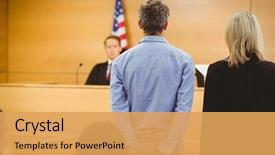  Presentation with court ruling - Audience pleasing slides consisting of crime - criminal waiting for courts ruling backdrop and a yellow colored foreground