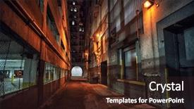  Presentation with dock - Audience pleasing presentation theme consisting of crime - dark and eerie downtown urban backdrop and a tawny brown colored foreground