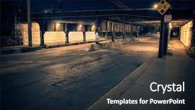  Presentation with train bridge - Cool new PPT theme with crime - dark chicago city alley industrial backdrop and a tawny brown colored foreground