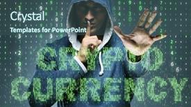  Presentation with hacking - Slide deck consisting of crime data mining - hacker hacking cryptocurrency in blockchain background and a ocean colored foreground