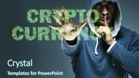  Presentation with hacking - Presentation enhanced with crime data mining - hacker hacking cryptocurrency in blockchain background and a ocean colored foreground
