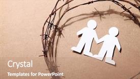  Presentation with refugee - PPT layouts with crime imprisonment refugee and humanity background and a coral colored foreground