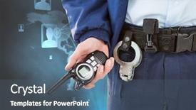  Presentation with security guard - Presentation featuring crime mapping - digital composite of midsection background and a ocean colored foreground