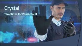  Presentation with stop crime - Cool new slide deck with crime mapping - digital composite of security guard backdrop and a ocean colored foreground