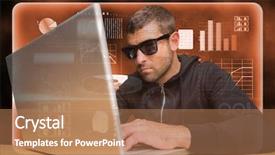  Presentation with interface - PPT theme consisting of crime mapping - hacker using a laptop background and a coral colored foreground