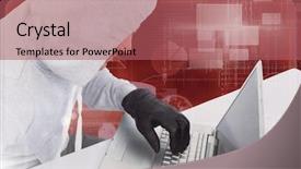  Presentation with hacker - Slide set featuring crime mapping - hacker using a laptop background and a coral colored foreground