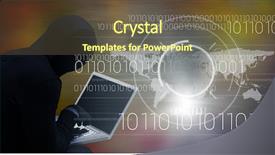  Presentation with ethical hacker - Audience pleasing PPT layouts consisting of crime mapping - hacker using laptop against dark backdrop and a tawny brown colored foreground