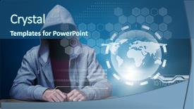  Presentation with crime - Slide set enhanced with crime mapping - robber sitting at table background and a ocean colored foreground