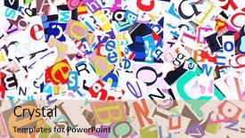  Presentation with dropping letters - Theme with crime news - colorful newspaper letters as background background and a coral colored foreground