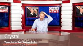  Presentation with broadcasting - Slides enhanced with crime news a television anchorman background and a coral colored foreground