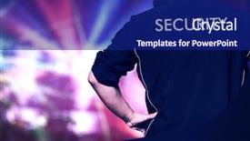  Presentation with crime prevention - Colorful presentation theme enhanced with crime prevention - bouncer at work backdrop and a navy blue colored foreground
