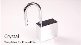  Presentation with padlock - Presentation design having crime prevention - metal padlock over white background background and a pink colored foreground