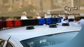  Presentation with crime prevention - Presentation theme having crime prevention - police cruiser with officers background and a coral colored foreground