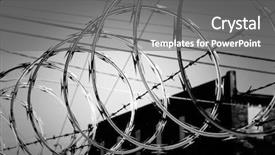  Presentation with razor - Cool new PPT theme with crime prevention - razor wire backdrop and a gray colored foreground
