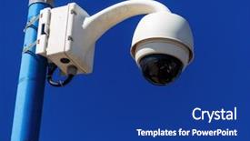  Presentation with crime prevention - Presentation theme enhanced with crime prevention - surveillance camera on a wall background and a navy blue colored foreground