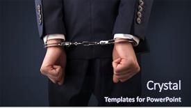  Presentation with punishment - PPT theme consisting of crime punishment - close now arrested men hand background and a wine colored foreground