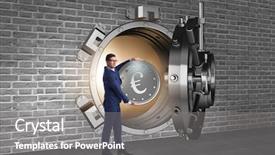  Presentation with europe bank - Presentation having crime rate - businessman depositing european euro background and a  colored foreground