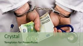  Presentation with euro zone - Audience pleasing presentation theme consisting of crime rate - doctor with stehoscope and euro-banknotes backdrop and a mint green colored foreground