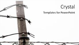  Presentation with barbed wire fence prison concept - Colorful PPT theme enhanced with crime rate - fence with barbed wire backdrop and a white colored foreground