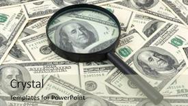  Presentation with crime - Audience pleasing presentation consisting of crime rate - magnifying glass on money background backdrop and a mint green colored foreground