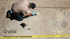  Presentation with shooting - Colorful theme enhanced with crime scene detective investigates backdrop and a mint green colored foreground