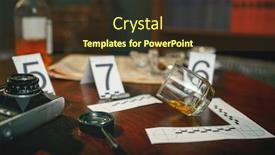  Presentation with crime scene - Amazing PPT theme having crime-scene-evidence-with-numbers backdrop and a tawny brown colored foreground