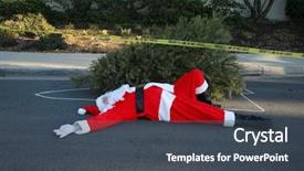  Presentation with crime scene tape - Colorful slide deck enhanced with crime scene santa claus lays backdrop and a ocean colored foreground