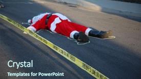  Presentation with lays - Slide deck featuring crime scene santa claus lays background and a tawny brown colored foreground