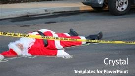  Presentation with crime scene tape - PPT layouts enhanced with crime scene santa claus lays background and a gray colored foreground