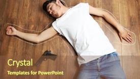  Presentation with crime scene - Colorful PPT theme enhanced with crime scene simulation young man backdrop and a tawny brown colored foreground