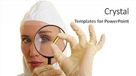  Presentation with forensic scientist - Presentation theme having computer repairs concept with mini figures and components background and a light gray colored foreground