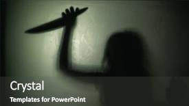  Presentation with knife crime - Colorful PPT theme enhanced with crime thriller - girl killer with a knife backdrop and a dark gray colored foreground