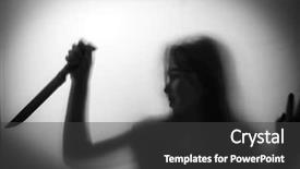  Presentation with serial killer colorful 3d - Slides having crime thriller - girl killer with a knife background and a dark gray colored foreground